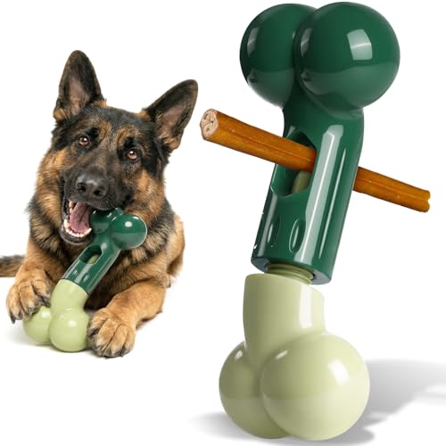 Bully Stick Holder for Medium/Large Dogs - Anti-Choking, Prevents Swallowed Ends - Nylon Dog Chew Toy - Dishwasher Safe, Green - color: Green