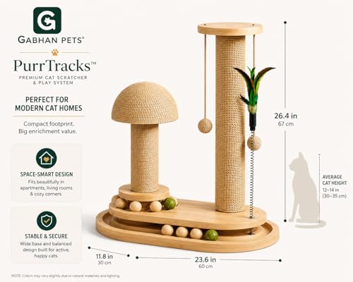 PurrTracks Dual-Track Cat Scratcher with Feather Toy