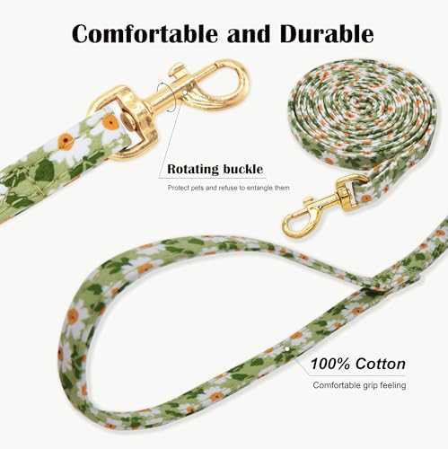 No Pull Dog Harness Adjustable Small Dog Harness and Leash Set, Lightweight and Soft Dog Harness No Choke Escape Proof Pet Harness Vest (Green Daisy, XX-Small) - color: Green Daisy, size: XX-Small