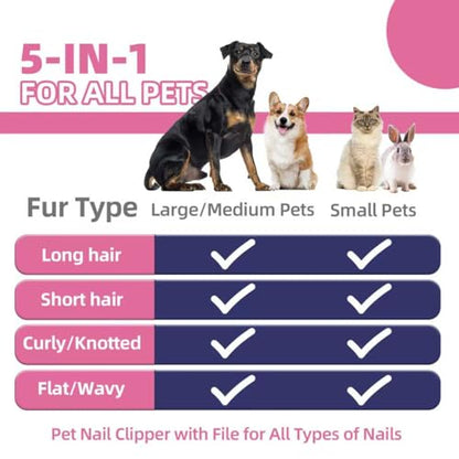 Dog Brush for Shedding,6 PCS in One Pet Slicker Hair Brush Kit Organizer Bag - Dog Cat Grooming Deshedding Undercoat Rake Brush Comb for All Small Large Dogs Cats Pink - color: 6-Pink