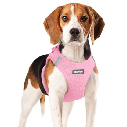 rabbitgoo Small Dog Harness, Step-in Soft Mesh Puppy Vest with Safety Buckle, Breathable Reflective Pet Harness for Small Medium Dogs, Light Pink XL - color: Light Pink, size: Xl(chest:20.0"-21.8")