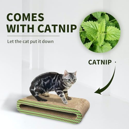 PAWISE Cat Scratcher Cardboard - Reversible Scratching Pad & Lounge Bed for Indoor Cats, Durable Corrugated Furniture Protector - size: 17.7X8