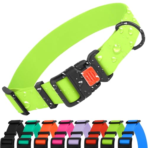 CollarDirect Waterproof Dog Collar - Silicone, Plastic Collar, Odor-Resistant, Easy to Clean, for Large, Medium, Small Dogs - Adjustable Collar with Breakaway Buckle (Neck Fit 10"-13", Lime Green) - color: Lime Green, size: Neck Fit 10"-13"