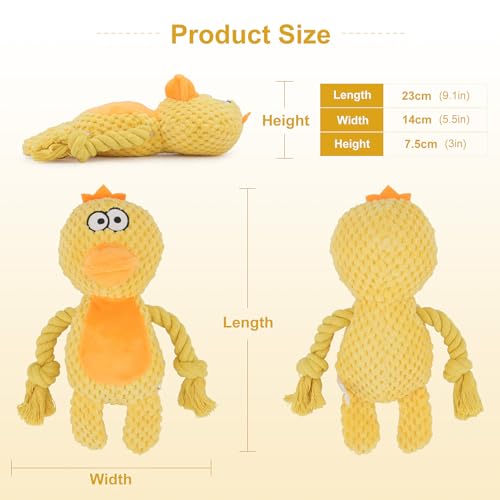 Dog Toys, Dog Squeaker Toys with Crinkle Paper, Stuffed Animal Dog Plush Chewing Toy, Cotton Rope Interactive Toys for Puppy, Small, Middle Dogs (Yellow Duck) - color: Yellow