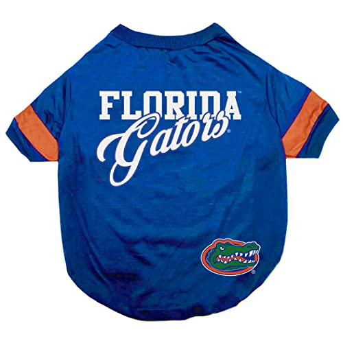 NCAA Florida Gators Dog & Cat T-Shirt, Medium. Durable & Cute Sports PET TEE Shirt Outfit, New & Updated Fashionable Stripe Design for College Team Fans - color: Florida Gators, size: Medium