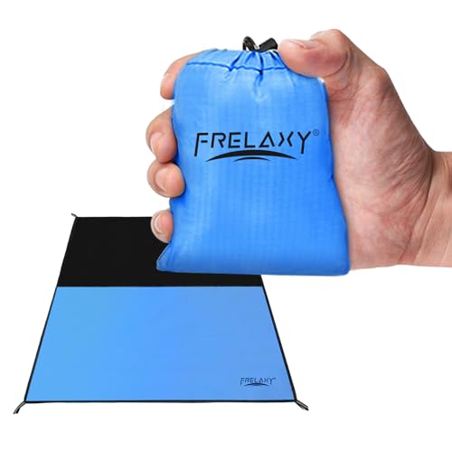 Frelaxy Pocket Picnic Blanket, Waterproof Sandproof Beach Mat, Compact Camping Tarp for Festivals, Hiking, Travel, Outdoor Recreation (Blue, 28'' x 47'') - color: Blue, size: 28'' x 47''