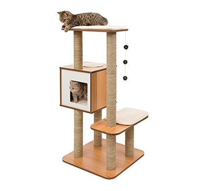 Vesper Cat Tree, High Base, Oak, 52063, 56 x 56 x 81.5 cm (22 x 22 x 32 in) - color: Oak