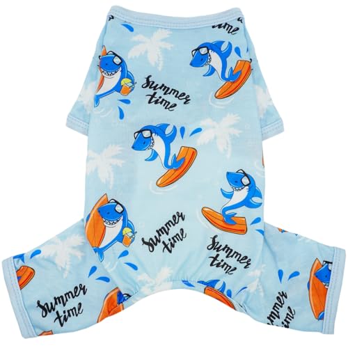 Dog Pjs Dog Pajamas for Small Medium Dogs Summer Cute Dog Clothes Boy Girl Soft Stretchy Doggie Puppy Clothes Cat Pet Jammies Outfit (X-Large) - color: Blue, size: X-Large