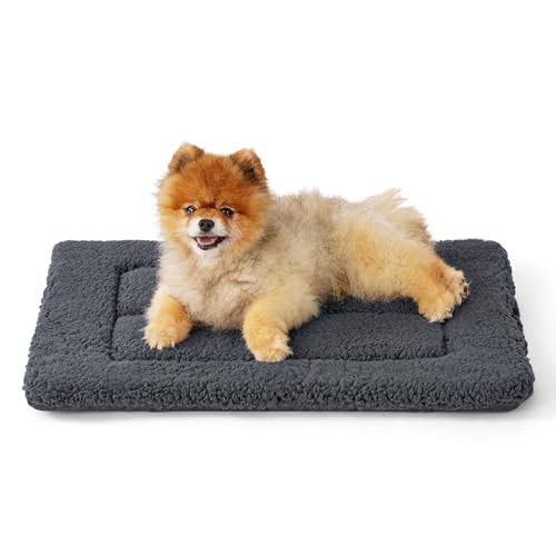 Bedsure Washable Dog Crate Bed for Small Dogs, Soft Foam Floor Pet Mat, Versatile Lightweight Pet Crate Pad for Cages - color: Grey, size: 24x18 in