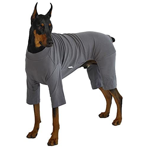 Basic Dog Pajamas Pastel Durable and Elastic Dog Onesie Apparel Outfits Doggie Jammies (4X-Large, Gray) - color: Gray, size: 4X-Large