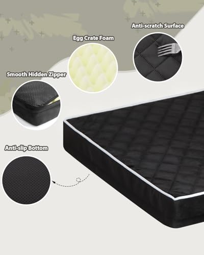NUPIDA Orthopedic Dog Beds Large Sized Dog Waterproof Pet Kennel Pad with Removable Washable Cover and Non-Slip Bottom, 35x23 Inch, Black - color: Black, size: 35.0"L x 22.0"W x 3.0"Th