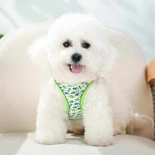 Step in Dog Harness No Pull Dinosaur Adjustable Soft Mesh Padded Reflective Pet Vest Harness and Leash Set for Small Medium Dogs - color: Green, size: XS(neck:9.5"-10.5",chest:11.5"-13.5")