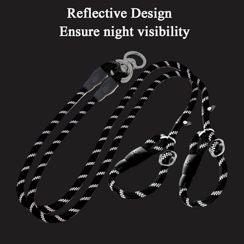 Double Slip Lead Dog Leash 3.6FT 0.4" Durable Heavy Duty No Pull Pet Walking Training Lead Leashes Rope Dual Slip Lead Rope Dog Leash for Double Dogs