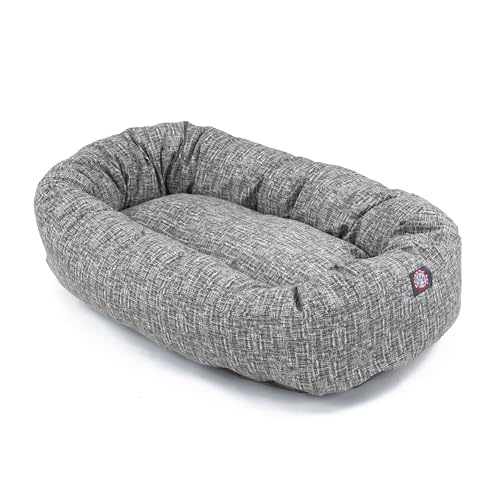 Majestic Pet 40 Inch Bagel Calming Dog Bed Washable – Cozy Soft Round Dog Bed with Spine Support for Dogs to Rest Their Head - Fluffy Donut Puppy Mat 40x29x9 (Inch) Large – Lt. Black - color: Palette Heathered Light Black