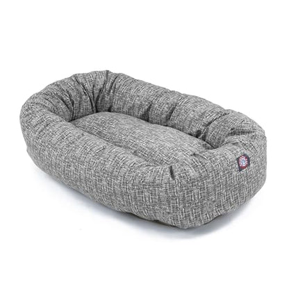 Majestic Pet 40 Inch Bagel Calming Dog Bed Washable – Cozy Soft Round Dog Bed with Spine Support for Dogs to Rest Their Head - Fluffy Donut Puppy Mat 40x29x9 (Inch) Large – Lt. Black - color: Palette Heathered Light Black
