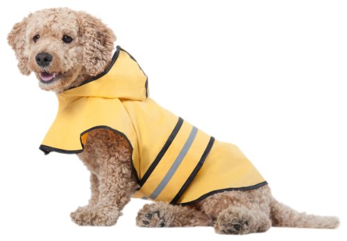 SPOT Rainy Days Slicker - Yellow Dog Rain Jacket With Hood, Reflective Strip for Safety, Leash Hole & Adjustable Velcro Belly Strap, 100% Polyester Water Resistant Pet Raincoat - XX-Large, 25in Long - size: XXL