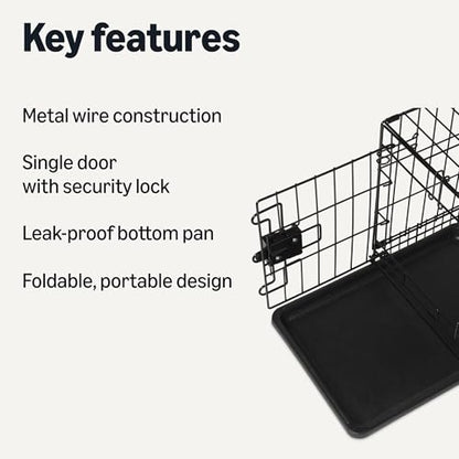 Amazon Basics Durable, Foldable Metal Wire Dog Crate with Tray, Single Door, 18 x 12.4 x 15 in, Black - size: 18.0"L x 12.4"W x 15.0"H, style: Single Door no Divider