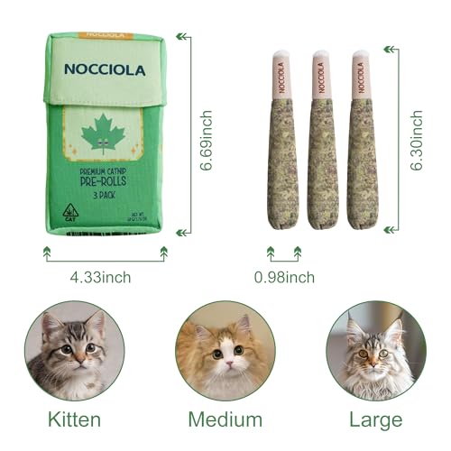 Nocciola 3 Pack Catnip Toys for Cats, Funny Cat Toys Filled with 100% Pure Organic Catnip, Safe Kitten Teething Chew and Kicker Toys - color: Green for Strong Chewers