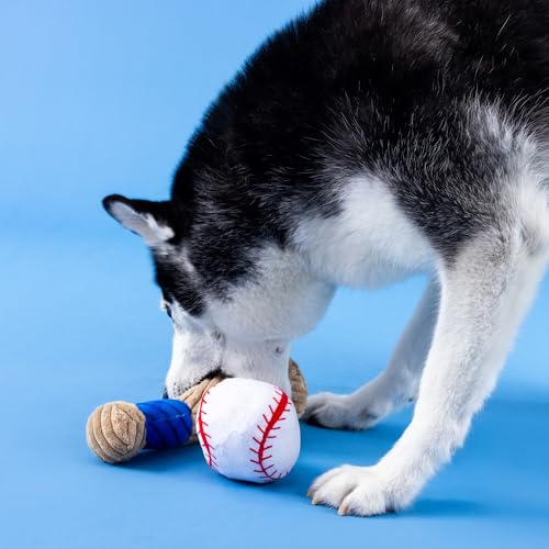 Fringe Studio Plush Dog Toy with Rope, Batter UP, Pet Shop Collection (314243) - color: Batter Up