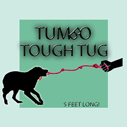 Tumbo Tough Tug Rope Dog Toy - (Pink 5 ft Long Strong and Durable Rope Pull Toy with Handle) TUG of WAR Dog Toy - color: Pink