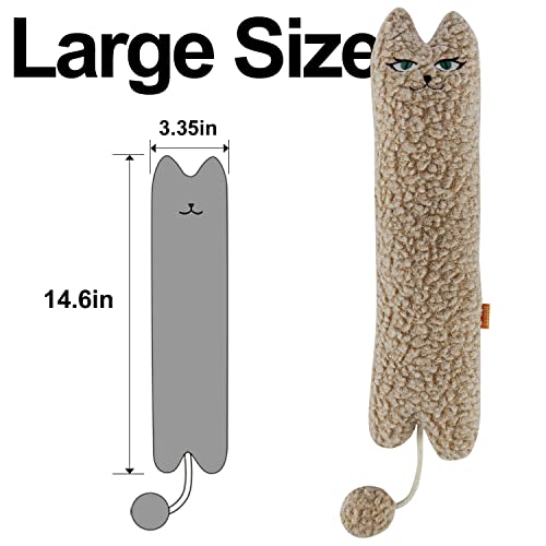 TTcat Catnip Silvervine Matatabi Pillow for Cats & Kittens,Cat Kicker Toy,Large Size Cat Pillow Soothing Plush Cat Toy(Beige). - color: Beige