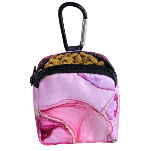 Dog Treat Pouch,Treat Pouches for Pet Training,Portable Snack Reward Dog Food Dispenser for Traveling or Outdoor Use，Pink Marble - color: Pink Marble