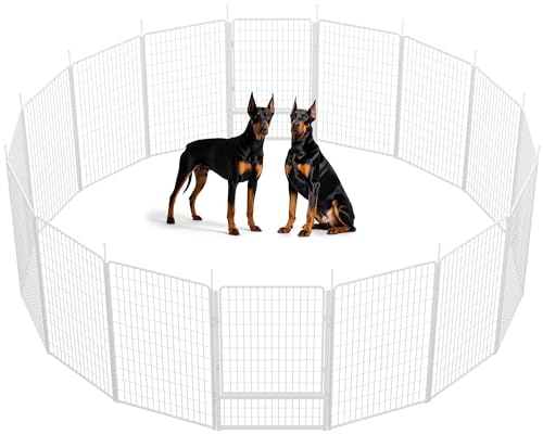Dog Playpen Indoor with Wider Door, 50 inch 16 Panels Non Slip Dog Pen Indoor, Anti Rust Dog Fence, Free and Safe Play, White - size: 50 inch