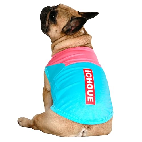 iChoue 3pcs French Bulldog Summer Cooling Shirt for Dogs UV Sun Protection Vest Sleeveless Breathable Tank Top English Pug Pink Green Purple Turquoise Rose - Large - color: Cooling Shirts Pink Purple Turquoise 3pcs, size: Large ( 25 - 35 lbs )