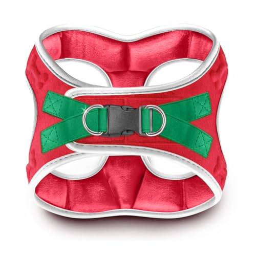 Comfort Fit Step-in Dog Harness All-Weather Dog & Puppy Harness Adjustable Extra Comfort Soft Padded No-Pull Vest for Small Medium Dogs Easy to Put On Secure Buckle Fit (Plush Both Side Velvet) - color: Christmas Red, size: S (Chest 14.5"-17")