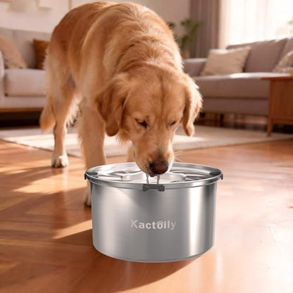 kactoily 1.47 Gal Stainless Steel Dog Water Bowl, 24 Cups Large No Spill Dog Bowl with Floating Disk, Splash Proof Slow Water Drinking for Messy Drinkers - color: Stainless Steel