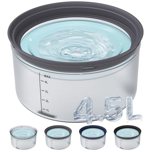 Decflow 1.2Gallon Dog Water Bowl No Spill, 4.5L Large Capacity Spill Proof Dog Bowls with Transparent Floating Disk, No Splash Slow Drinking Water Bowls for Sloppy Messy Drinkers (Gray) - color: C-Gray