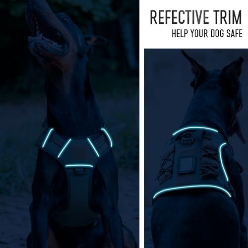 Tactical Dog Harness for Medium & Large Dogs, Green Adjustable No-Pull Control with Handle, Heavy Duty Reflective Vest - Size S - color: Army Green, size: S