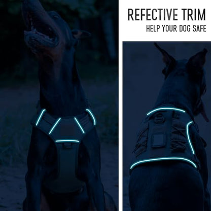 Tactical Dog Harness for Medium & Large Dogs, Green Adjustable No-Pull Control with Handle, Heavy Duty Reflective Vest - Size S - color: Army Green, size: S