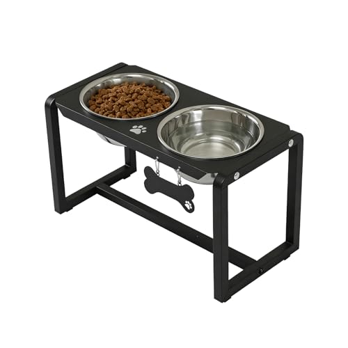 Metal Elevated Dog Bowls, Raised Dog Bowls for Medium/Large Sized Dogs with 2 Thick 58oz Stainless Steel Food Bowls, 10'' Tall Dog Bowl Stand Protect Neck & Joints - size: 10" | M/L Dogs | 2×58oz Bowls