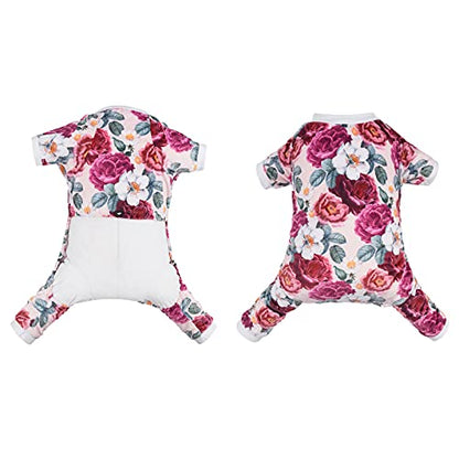 CuteBone Dog Pajamas Flower Puppy Clothes Soft Pjs Birthday Outfit Girl P178M Medium - color: Floral, size: Medium