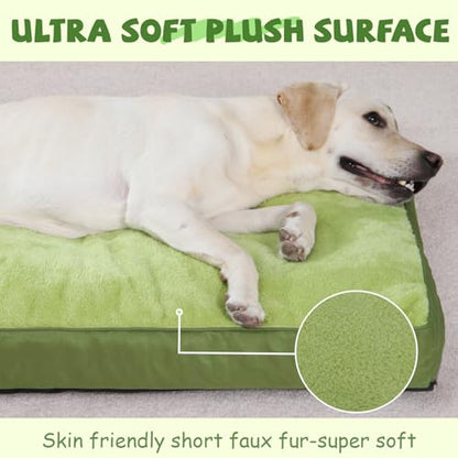Dog Crate Bed Waterproof Deluxe Plush Dog Beds with Removable Washable Cover Anti-Slip Bottom Pet Sleeping Mattress for Large, Medium, Jumbo, Small Dogs, 29 x 18 inch, Green - color: Green, size: 29.0"L x 18.0"W x 3.0"Th
