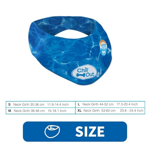 ALL FOR PAWS Dog Cooling Bandana, Cooling Bandanas for Extra Large Dogs, Dog Cooling Neck Wrap, Cooling Scarf for Dogs, Blue Ice Dog Neck Cooler for Summer (XL) - size: XL
