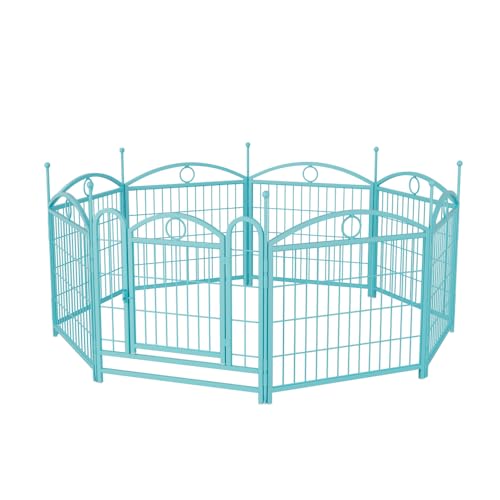 Heavy-Duty Foldable Metal Dog Playpen for Indoor and Outdoor Use – Sturdy Pet Exercise Pen with Secure Door and Easy Assembly (Blue + Iron)