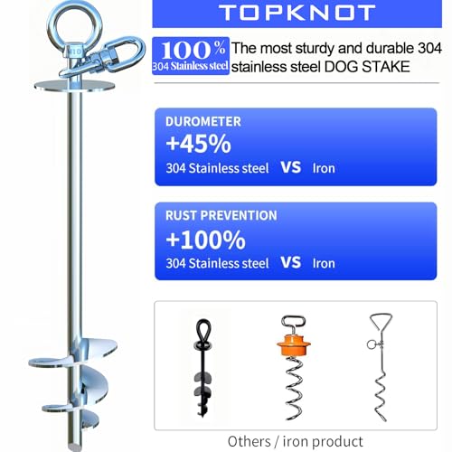 Dog Tie Out Cable and Stake,45FT Heavy Duty Cable,360°Swivel Dog Run- No Tangle,Runner for Yard- Up to 150LBS,Ideal for Outdoor Camping - size: dog stake+45ft/150lbs