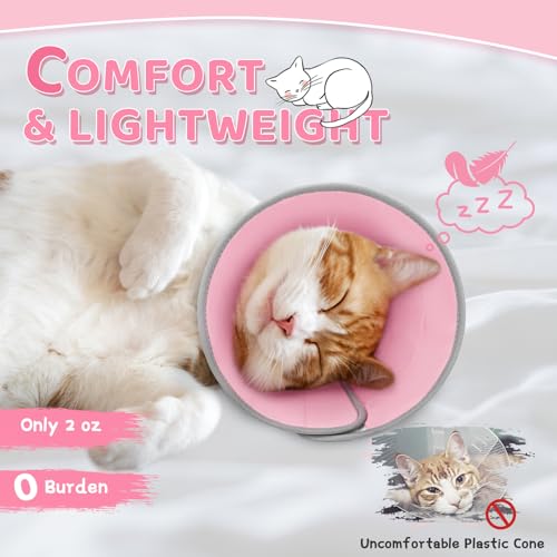 Cat Cone Collar Soft to Stop Licking, Adjustable, Foldable Lightweight Kitten Cones After Surgery Recovery for Cats & Kittens, Cat Cone Alternative, Easy Eating (Solid Pink, S) - color: Solid Pink, size: S