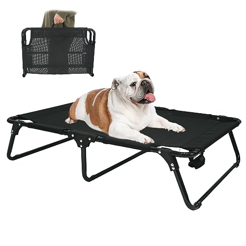 Elevated Raised Small Meduim Dog Bed Cots,Cooling Foldable No Assembly Need Pet Hammock Bed with Breathable Mesh, Indoor Outdoor Dog Pet Bed for Small Meduim Dogs, Chew Proof, Black - size: Small