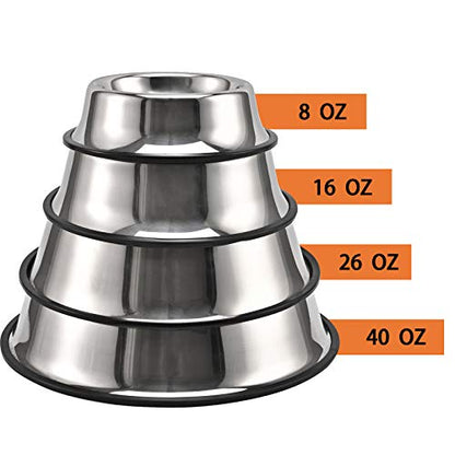 2Packs Stainless Steel Dog Bowl with Anti-Skid Rubber Base for Small/Medium/Large Pet, Perfect Dish, Pets Feeder Bowl and Water Bowl Perfect Choice for Dog Puppy Cat and Kitten (40oz) - size: 40oz