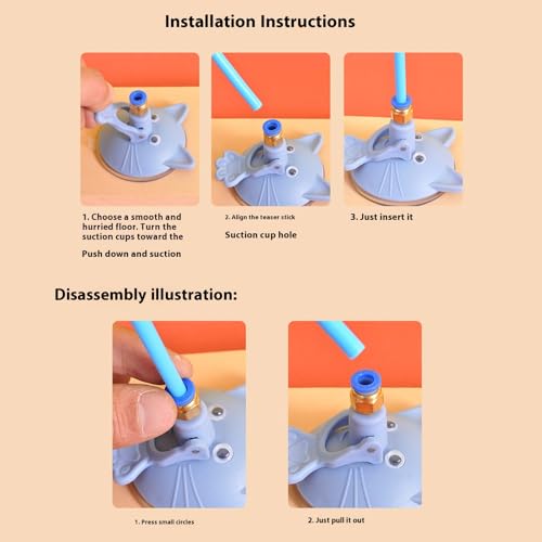Pet Toy Kitten Teaser Wand Suction Cup Base Interactive Kitten Teaser Exercise and Entertainment for Active Felines Toy - color: Black