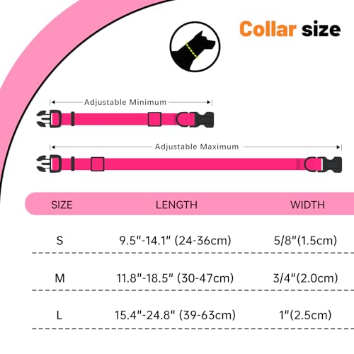 Waterproof Dog Collar, Easy to Clean Rubber Dog Collars with Quick Release Buckle Fits Small Medium or Large Dogs (Pink, M < 11.8-18.5 inch) - color: Pink, size: M (11.8-18.5 inch)