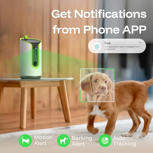 TKENPRO 5MP Ultra HD Pet Camera - Dog Camera with Treat Dispenser, Remote Treat Tossing via Phone App, 360° Auto Tracking & Motion Alerts, 5G&2.4G WiFi for Cats Indoor - color: Green