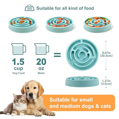 Slow Feeder Dog Bowls Puzzle Dog Bowl with Anti-Slip Slow Feeder & Non-Slip Design, Boredom and Anxiety Reducer Suitable for All Breed Dogs and Cat - color: Blue