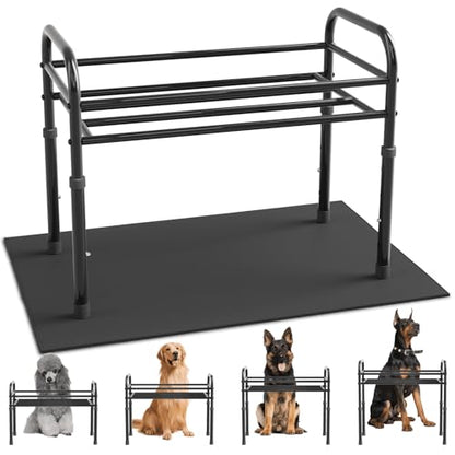 ADENGL Raised Dog Bowl Stand for XLarge & Large Dogs,Table Steel Frame Elevated Dog Bowls Stand with Mat,Non-Slip No Spill,Adjusts to 4 Heights 8.7-13.4", Holds 6-8.7" Diameter Bowl(Bowl Not Included) - color: Black (Bowls Not Included), size: Height:8.7"