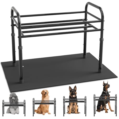 ADENGL Raised Dog Bowl Stand for XLarge & Large Dogs,Table Steel Frame Elevated Dog Bowls Stand with Mat,Non-Slip No Spill,Adjusts to 4 Heights 8.7-13.4", Holds 6-8.7" Diameter Bowl(Bowl Not Included) - color: Black (Bowls Not Included), size: Height:8.7"