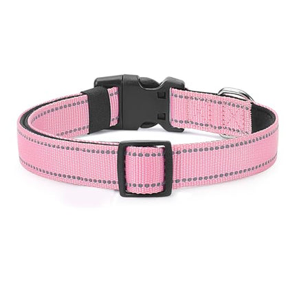Reflective Dog Collar Padded with Soft Neoprene Breathable Quick Release Basic Dog Collars for Puppy Extra Small Dogs Pink Girl - color: Pink, size: XS:width 5/8"neck 8-10.5"