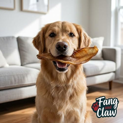 100 Count Water Buffalo Ears for Dogs, Bulk Pack, Jumbo 5-Inch - Pig Ear & Rawhide Alternative, Single-Ingredient Grass-Fed Long-Lasting Natural Dog Chews for Aggressive Chewers - style: 100 Count
